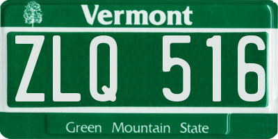 VT license plate ZLQ516