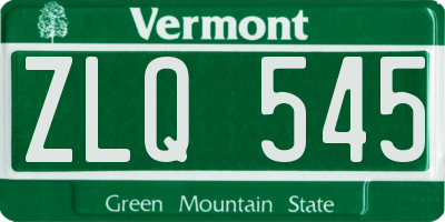 VT license plate ZLQ545