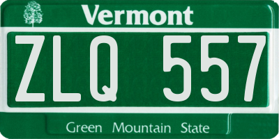 VT license plate ZLQ557