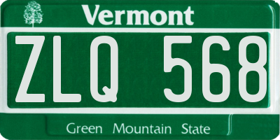 VT license plate ZLQ568