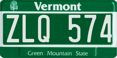 VT license plate ZLQ574