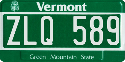 VT license plate ZLQ589
