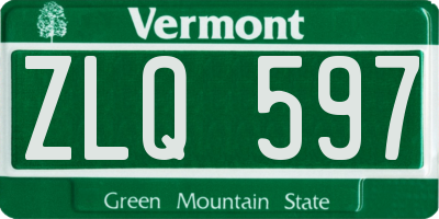 VT license plate ZLQ597