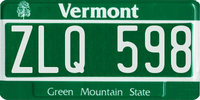 VT license plate ZLQ598