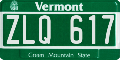 VT license plate ZLQ617