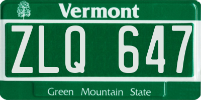 VT license plate ZLQ647