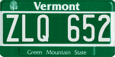 VT license plate ZLQ652