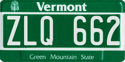 VT license plate ZLQ662
