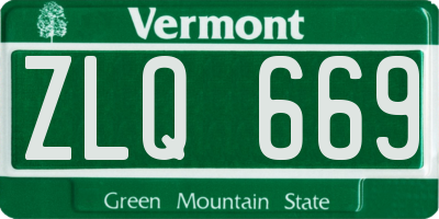 VT license plate ZLQ669