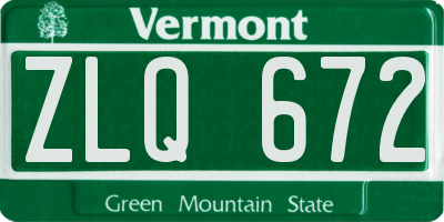 VT license plate ZLQ672