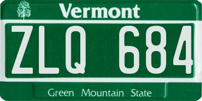 VT license plate ZLQ684
