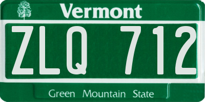VT license plate ZLQ712