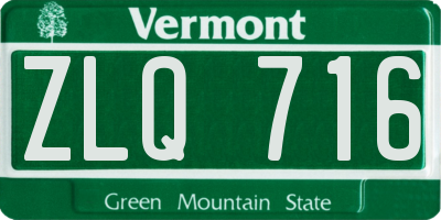 VT license plate ZLQ716