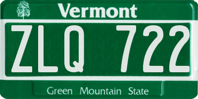 VT license plate ZLQ722