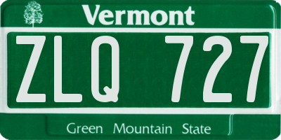 VT license plate ZLQ727