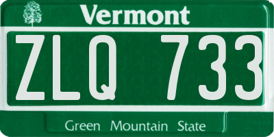 VT license plate ZLQ733