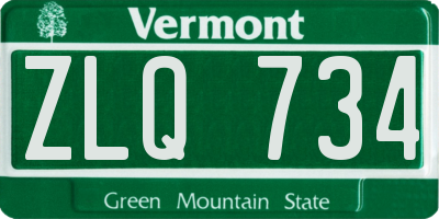 VT license plate ZLQ734
