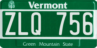 VT license plate ZLQ756