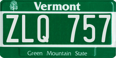 VT license plate ZLQ757