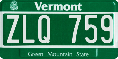 VT license plate ZLQ759