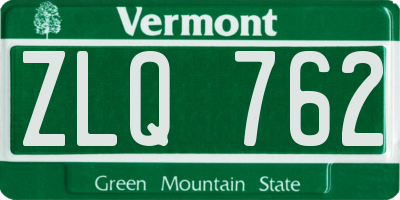 VT license plate ZLQ762