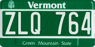 VT license plate ZLQ764