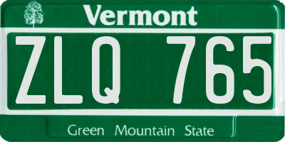 VT license plate ZLQ765