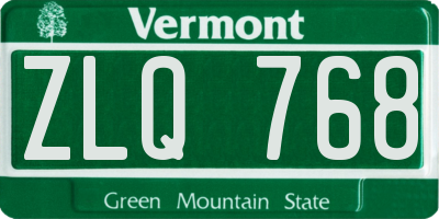 VT license plate ZLQ768