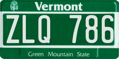 VT license plate ZLQ786