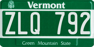 VT license plate ZLQ792
