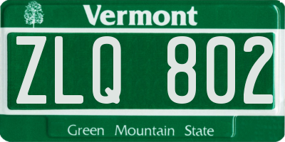 VT license plate ZLQ802