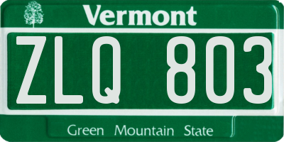 VT license plate ZLQ803