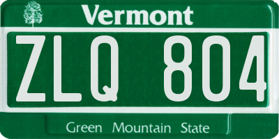 VT license plate ZLQ804