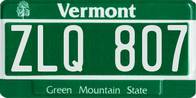 VT license plate ZLQ807