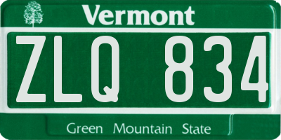 VT license plate ZLQ834