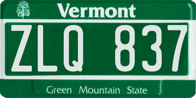 VT license plate ZLQ837