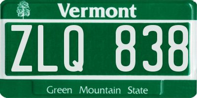 VT license plate ZLQ838