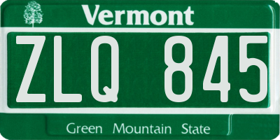 VT license plate ZLQ845