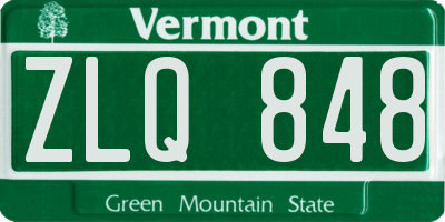 VT license plate ZLQ848