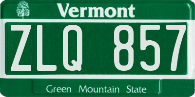 VT license plate ZLQ857