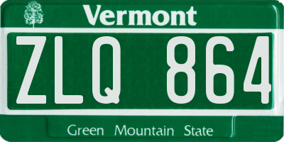 VT license plate ZLQ864