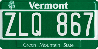 VT license plate ZLQ867
