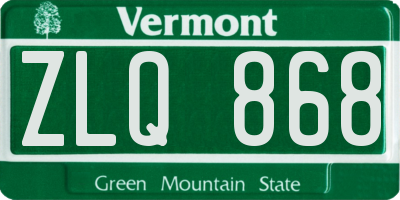 VT license plate ZLQ868