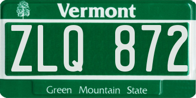 VT license plate ZLQ872