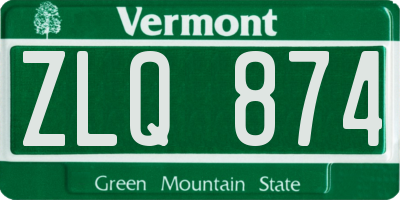VT license plate ZLQ874