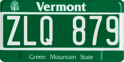 VT license plate ZLQ879