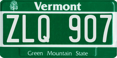 VT license plate ZLQ907