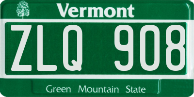 VT license plate ZLQ908