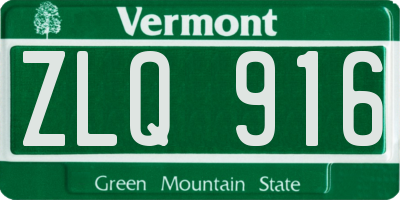 VT license plate ZLQ916