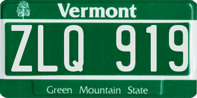 VT license plate ZLQ919